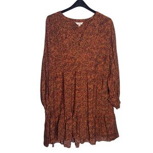 Terra & Sky Brown Ruffled Tiered Long Sleeve Sundress‎
